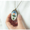Embroidery Necklace Pendant Starter Kit with Hoop and 3 Patterns