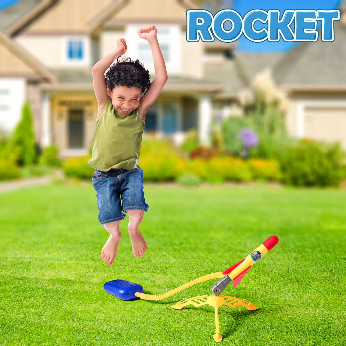 Stomp Rocket Launcher Outdoor Toy with 2 Rockets – Kids Active Play Game