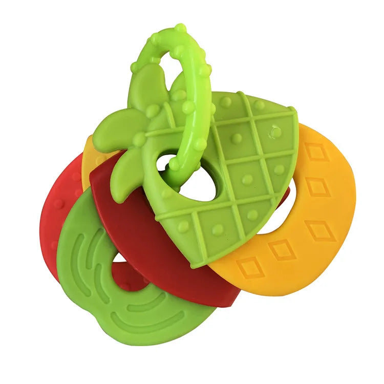 Fruit-Shaped Silicone Baby Teether with Rattle