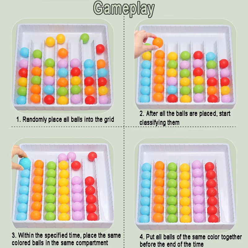 Rainbow Ball Sorting Board Game for Kids