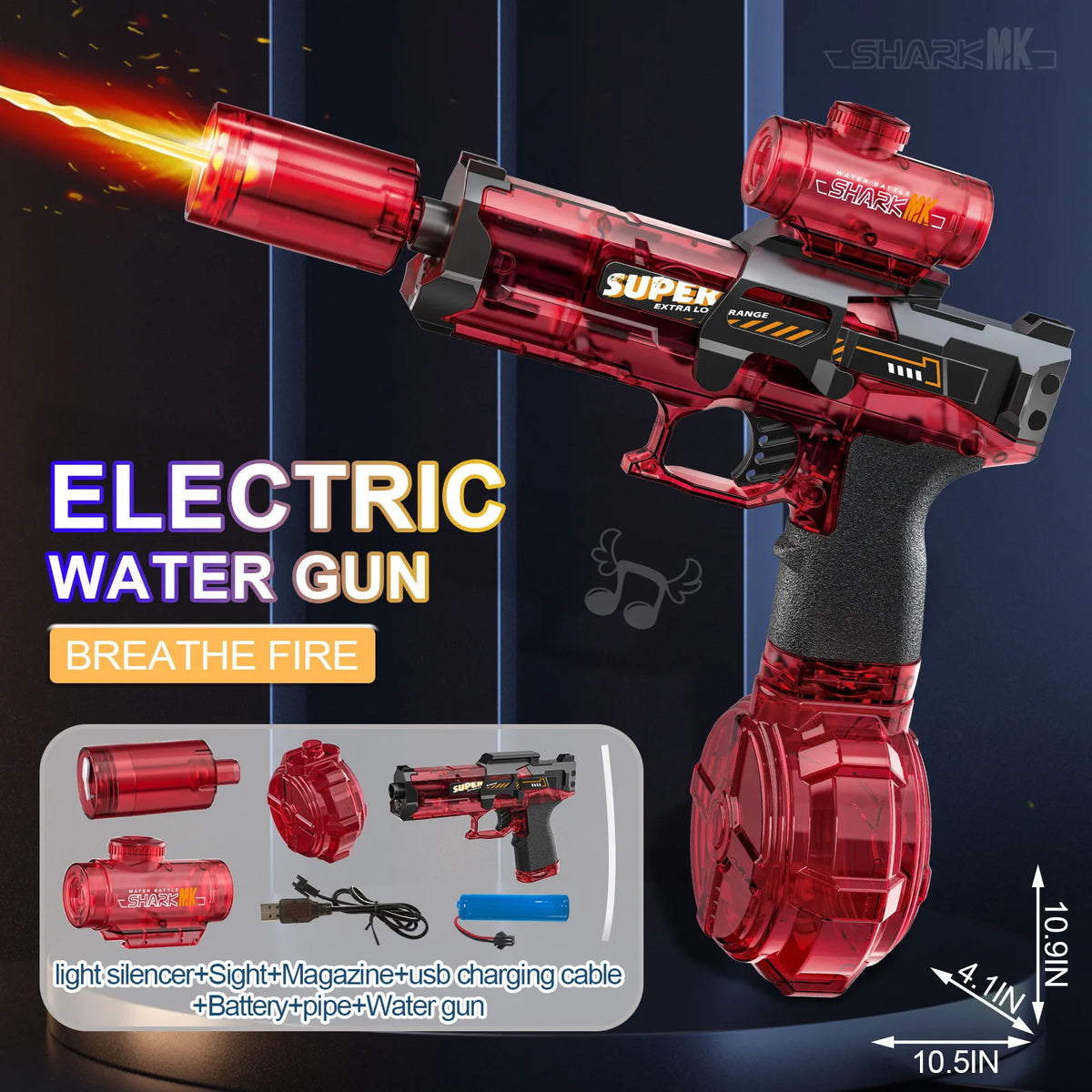 High-Pressure Electric Water Blaster with Flame LED Effect