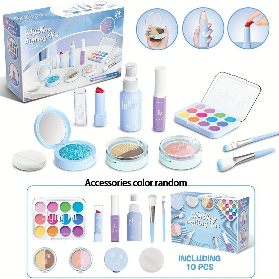 Pretend Play Makeup Set for Kids – 10-Piece Washable Toy Cosmetics