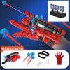A red superhero spider web shooter kit with accessories, including a launcher and web shooters.