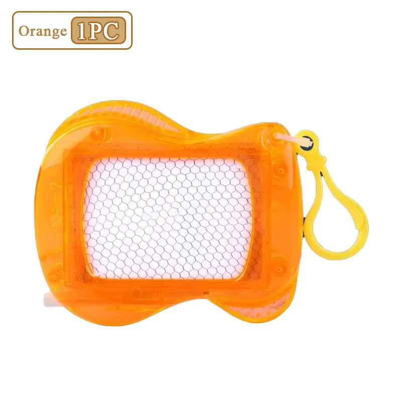Orange mini magnetic drawing board keychain with a stylus