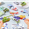 Hands-on and brainstorming activity showing various foam puzzle pieces and assembled craft items.