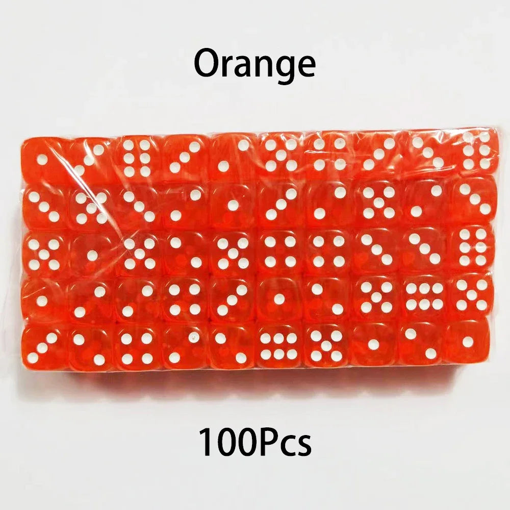 Multicolor Transparent Acrylic Dice Set – 100 Pieces