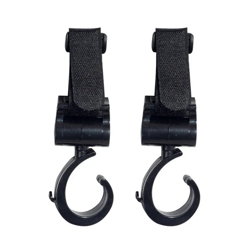 Black universal multi-purpose stroller hooks for shopping and baby bags