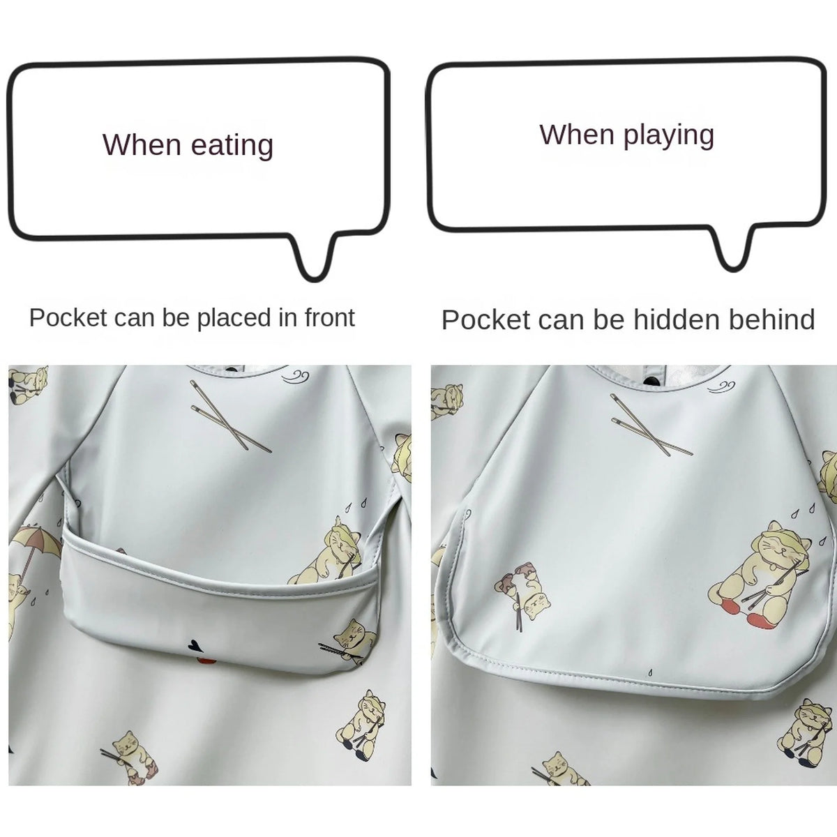 Waterproof Baby Feeding Bib with Long Sleeves