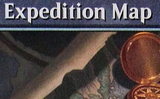 A close-up of an Expedition Map card with a dark blue border and a textured background.