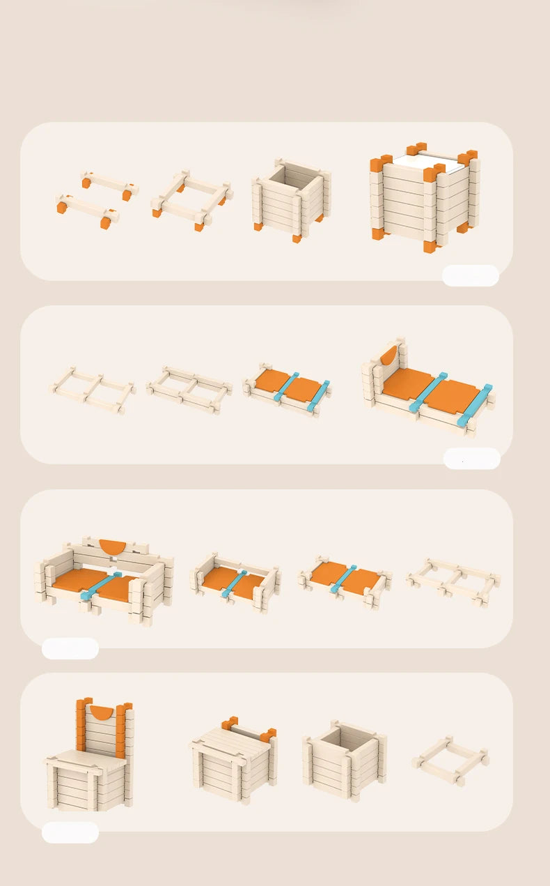 Natural Wooden Building Blocks Set for Toddlers