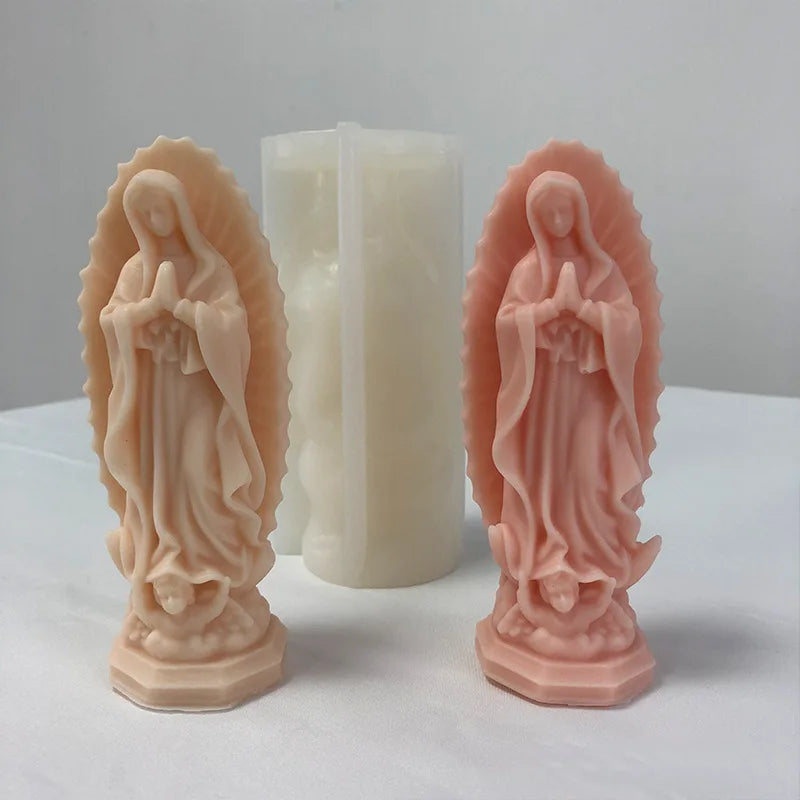 3D Virgin Mary Silicone Mold for Candles, Soap & Resin