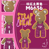 A set of M6636 bear brick building blocks in pink and gold colors, showing various product details.