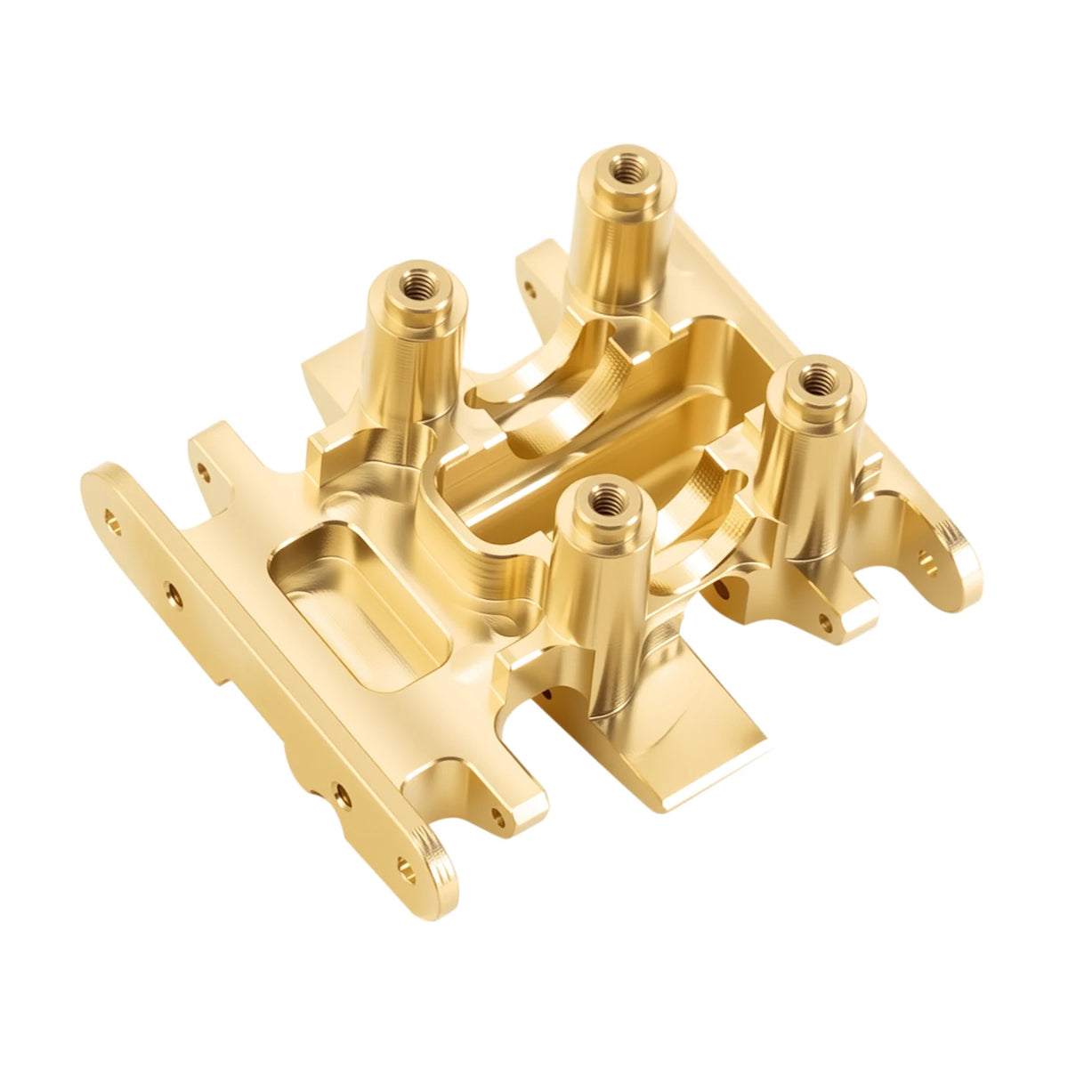 Precision brass skid plate for an SCX30 RC crawler with mounting hardware.
