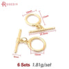 A set of six 18K gold round O-toggle clasps for bracelets and jewelry making.