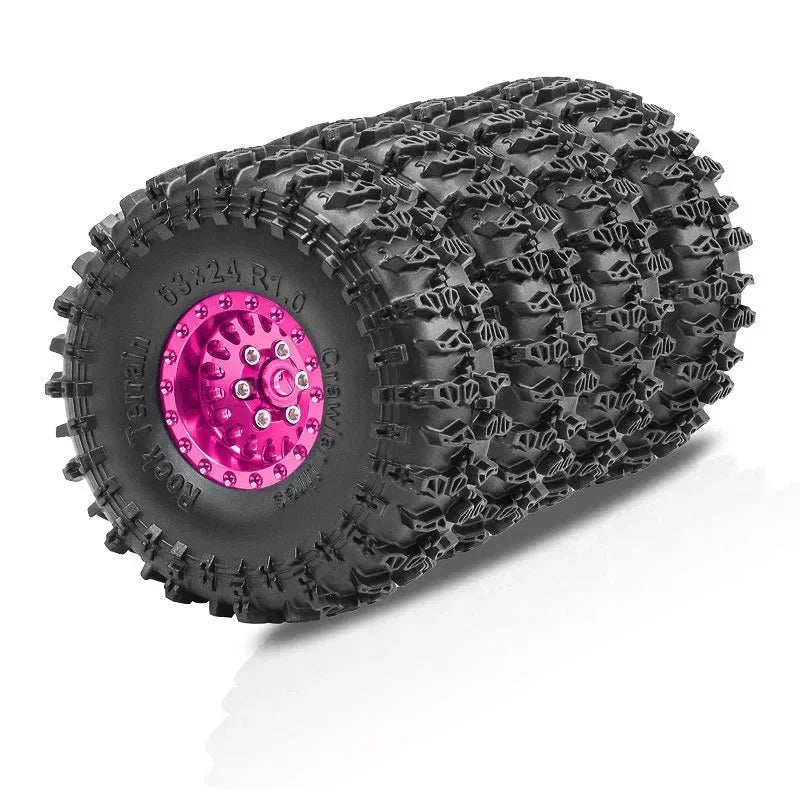 1/18 RC Crawler Metal Beadlock Wheel and Tire Set (4 pcs)