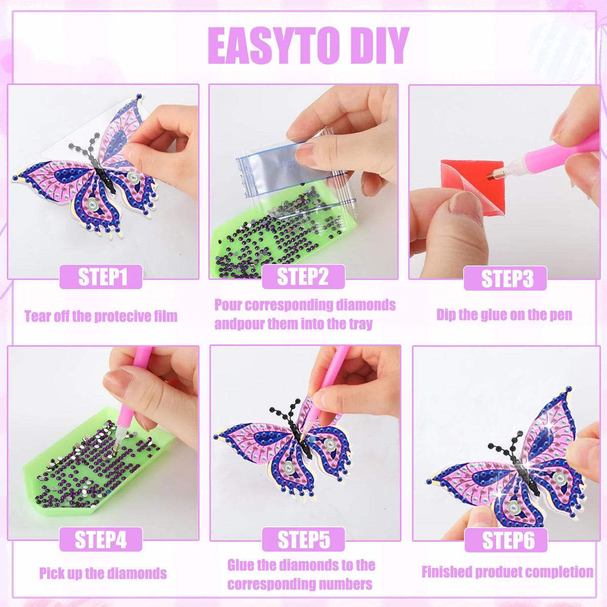 Butterfly Diamond Painting Magnets Kit – 8 Designs