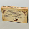 A rectangular box for a Witch Magick oracle deck featuring inspirational messages and cards.