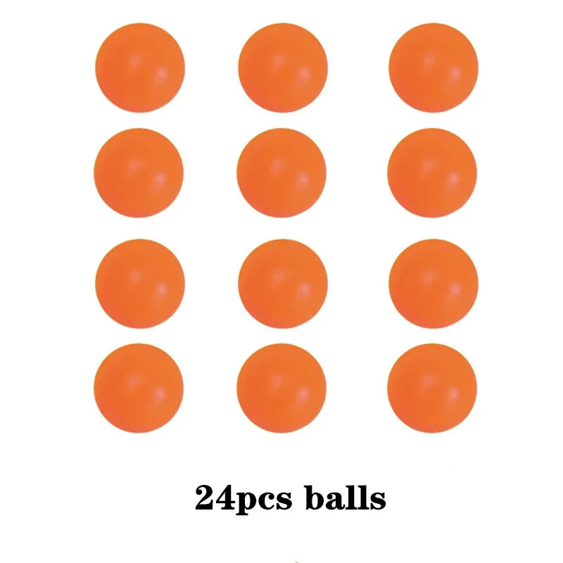 A set of 24 orange plastic balls for a mini tabletop basketball arcade game.
