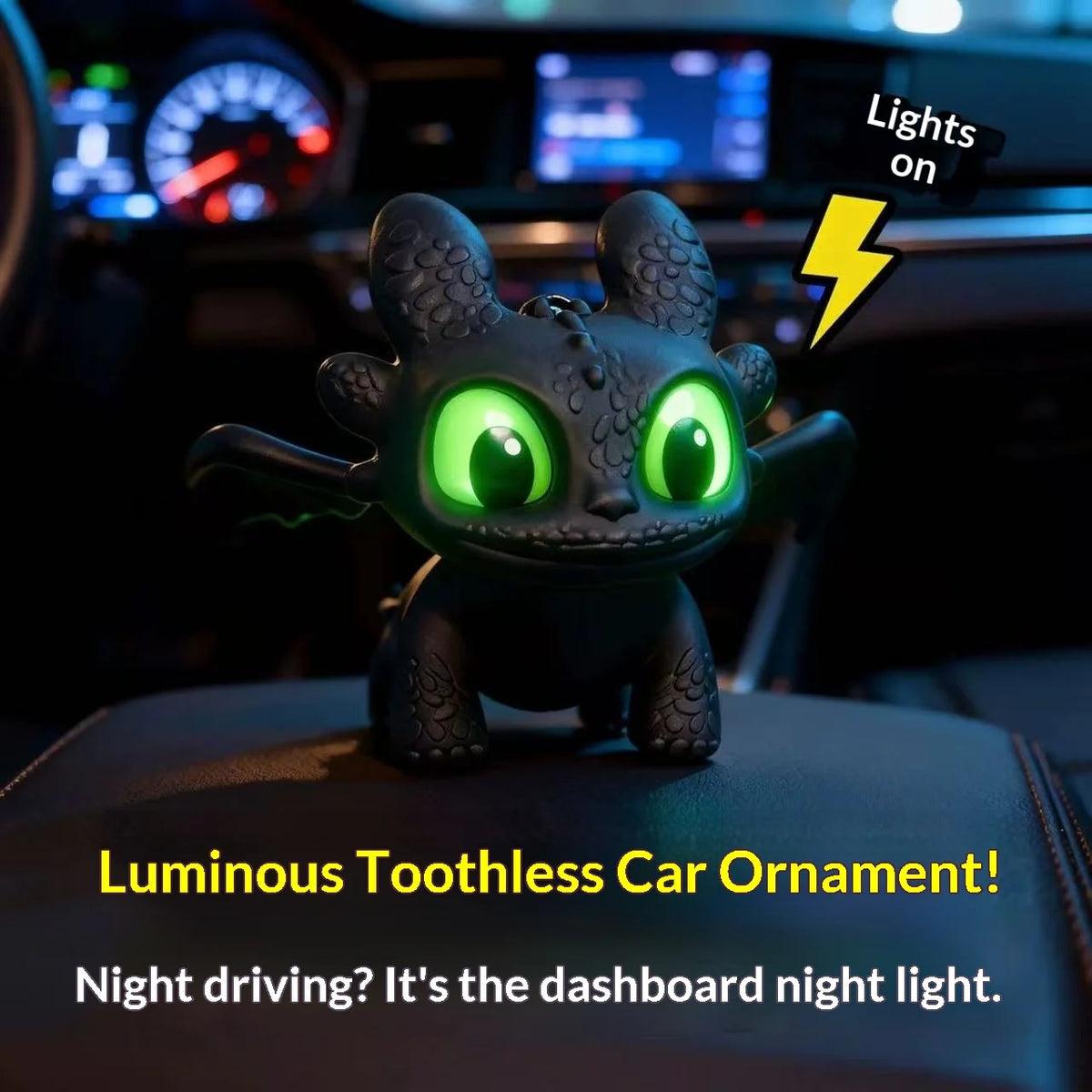 Glowing Toothless Dashboard Ornament with Movable Wings
