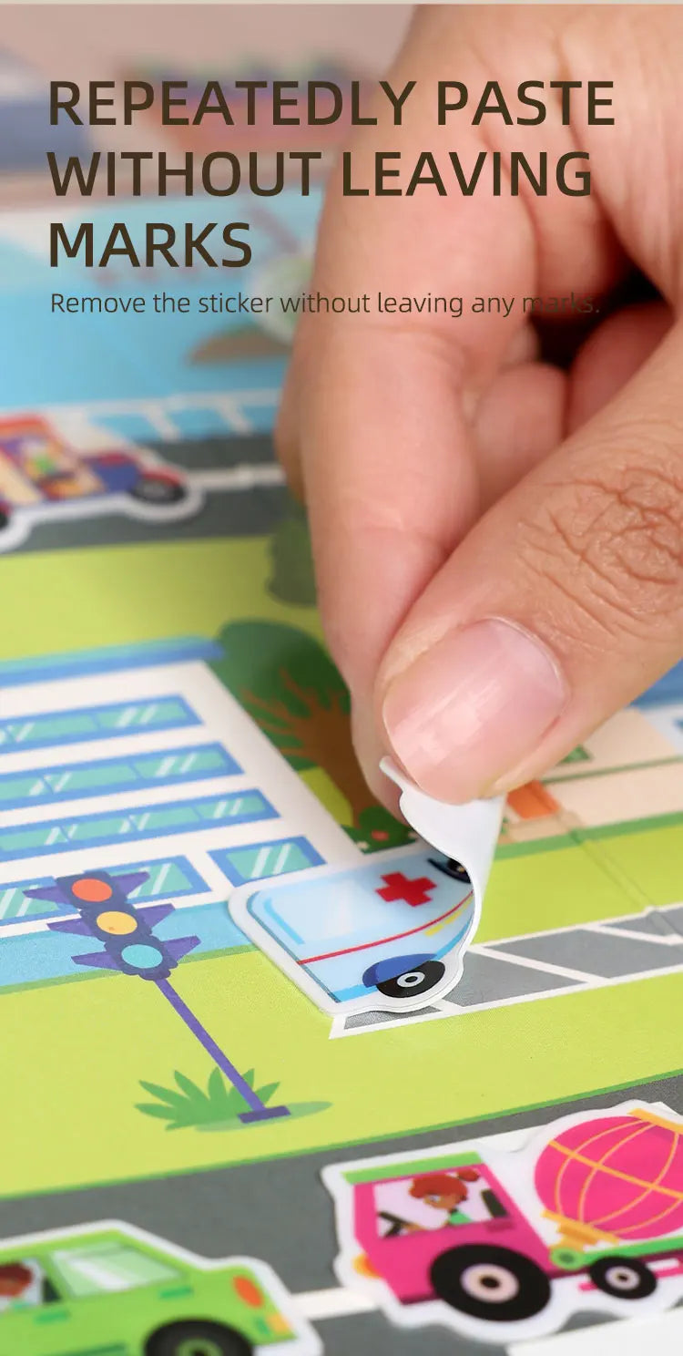 Reusable Sticker Book for Kids with Multi-Scene Bubble Jelly Stickers