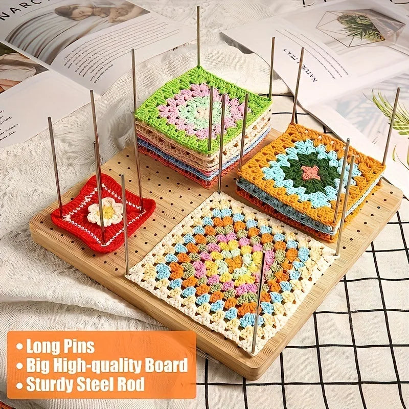 Bamboo Crochet Blocking Board with Grid