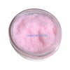 A clear jar filled with pink adhesive flocking powder used for jewelry making and crafts.