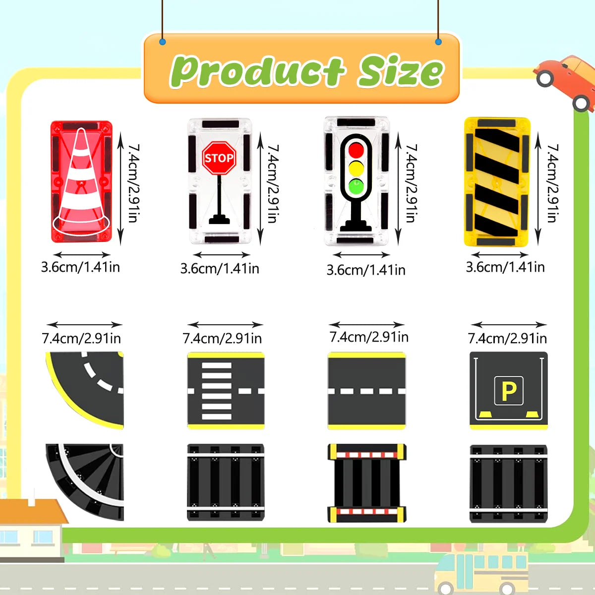 Magnetic Building Blocks Toy with Cars – STEM Educational Construction Set