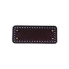 A dark brown PU leather crochet bag with pre-punched holes in a rectangular shape.