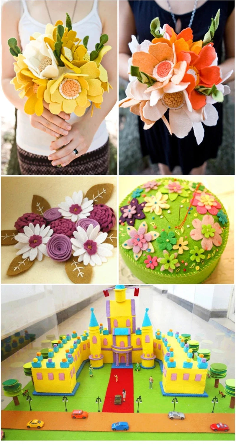 A colorful felt fabric sheet product featuring various bright colors and textures for DIY crafts.
