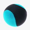A black and cyan water bouncing ball with a textured surface.