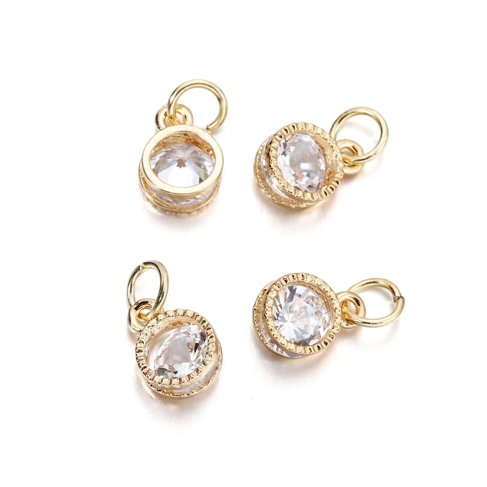 Gold-toned rhinestone heart charms for jewelry making with jump rings