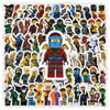 A collection of cartoon ninja stickers featuring various characters and designs.