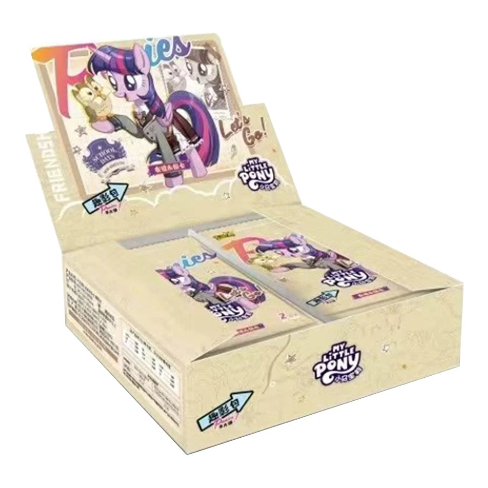 A box of My Little Pony 40th Anniversary Limited Edition trading cards featuring a purple pony character.