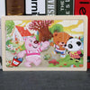 A 24-piece wooden jigsaw puzzle featuring cute woodland animals including a pink pig, a brown bear, and a panda.