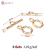 Six sets of 18K gold round O-toggle clasps for bracelets and jewelry making