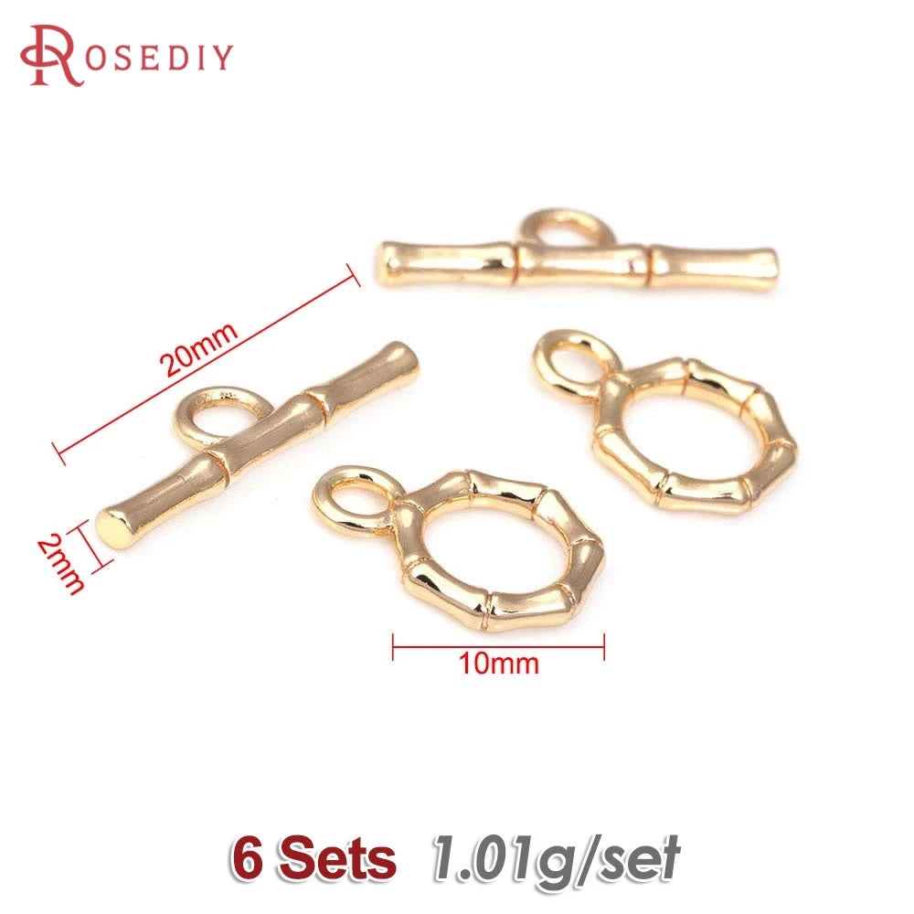 Six sets of 18K gold round O-toggle clasps for bracelets and jewelry making