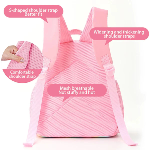 Pink S-shaped shoulder strap backpack with mesh breathable fabric