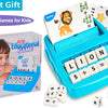 A box of a 2-in-1 educational game featuring lion and koala characters, wooden blocks, and matching cards for kids.
