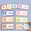 A set of wooden number matching puzzles showing numbers four through ten with corresponding dots.