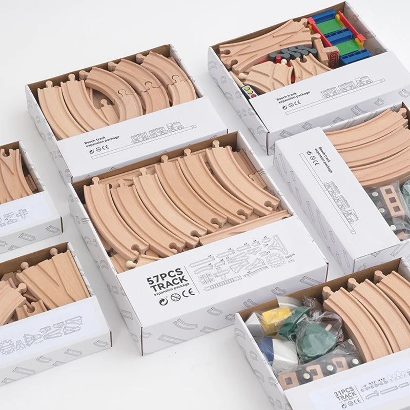 Wooden Train Track Expansion Set – Compatible with All Major Brands