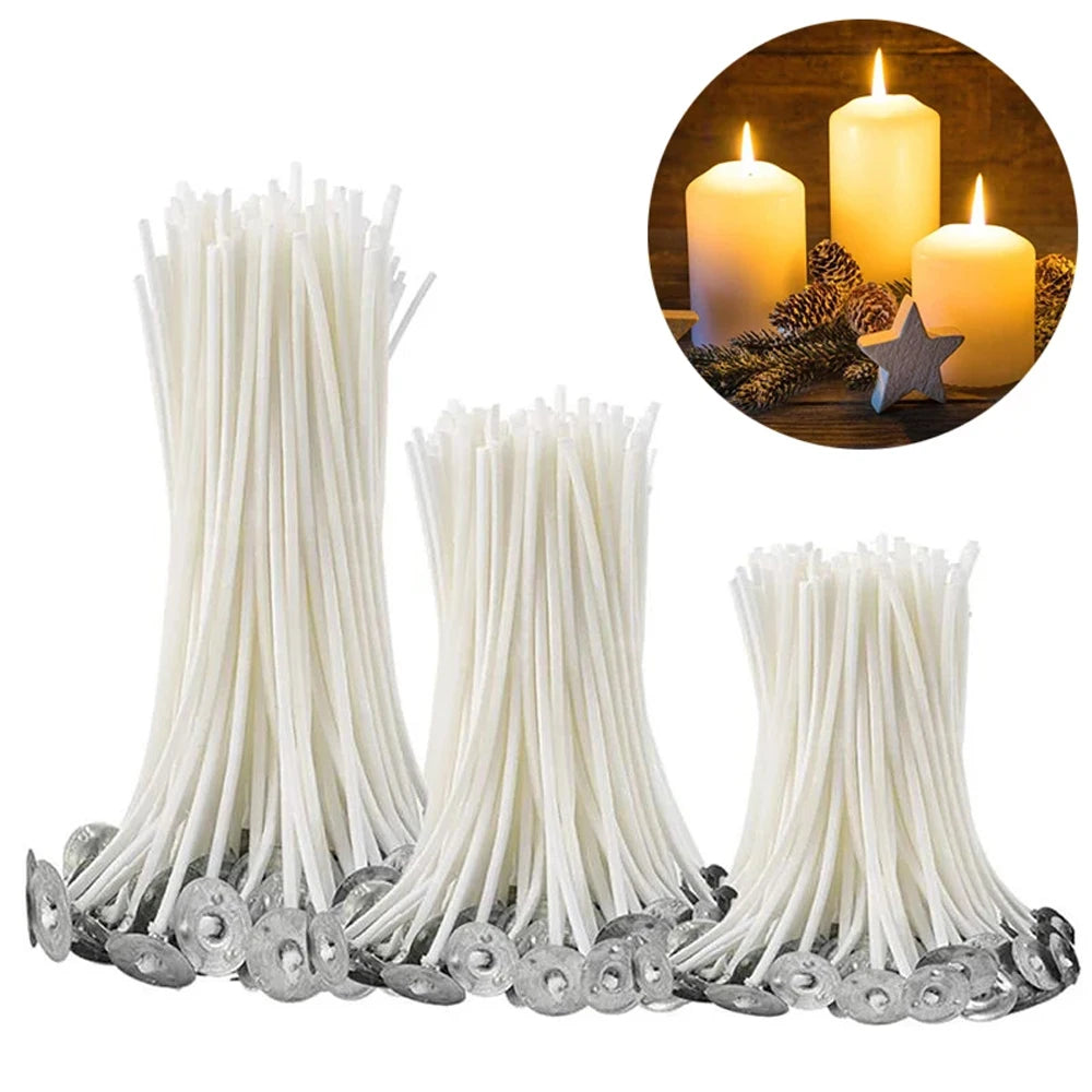Waxed Cotton Candle Wicks & Holders (100-Piece Assortment)