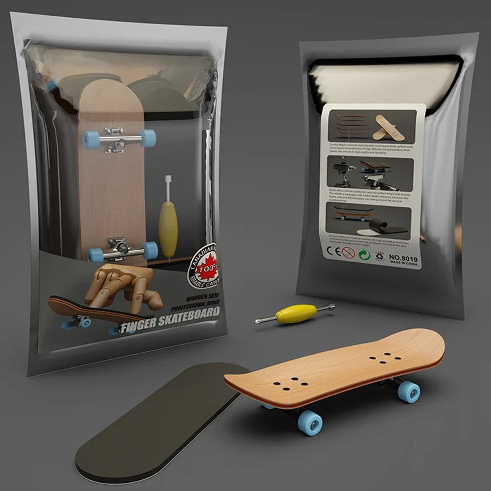 Wooden Finger Skateboard with Professional Trucks