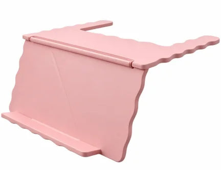 A pink foldable Mahjong card holder with a non-slip stand.