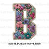 Floral letter B iron-on patch for DIY clothing and accessories