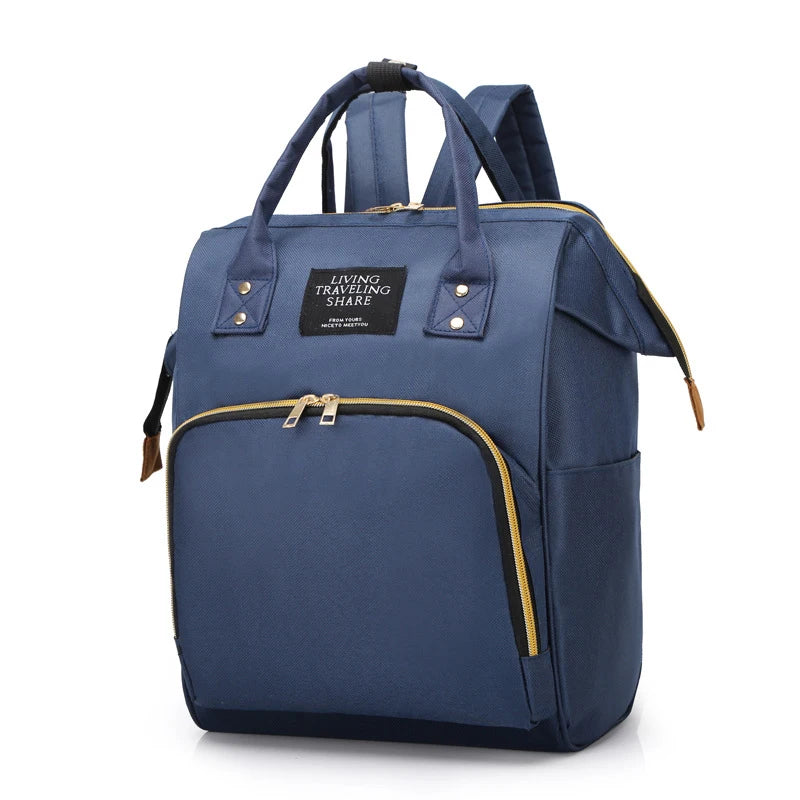 Canvas Baby Diaper Bag with Thermal Bottle Pockets & Hanging Design
