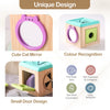 A wooden Montessori magic tissue box toy featuring a cat mirror, color recognition elements, and a small door design for todd