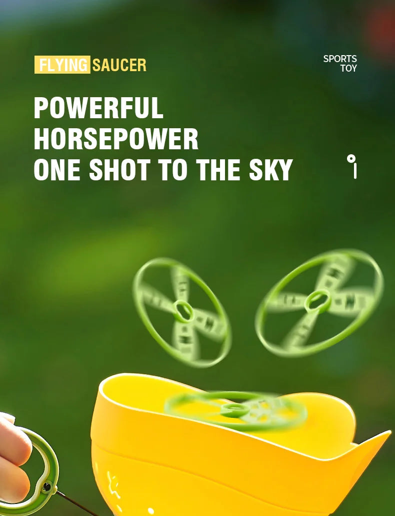 Pull-String Flying Saucer Launcher Toy for Kids