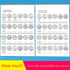 A workbook page showing various denominations of US coins for a money counting activity.