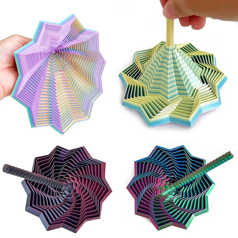 Optical Illusion Fidget Star – 3D Hexagon Spinner for Stress Relief