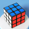 A 3x3 magic cube puzzle with black and blue faces, shown from above.